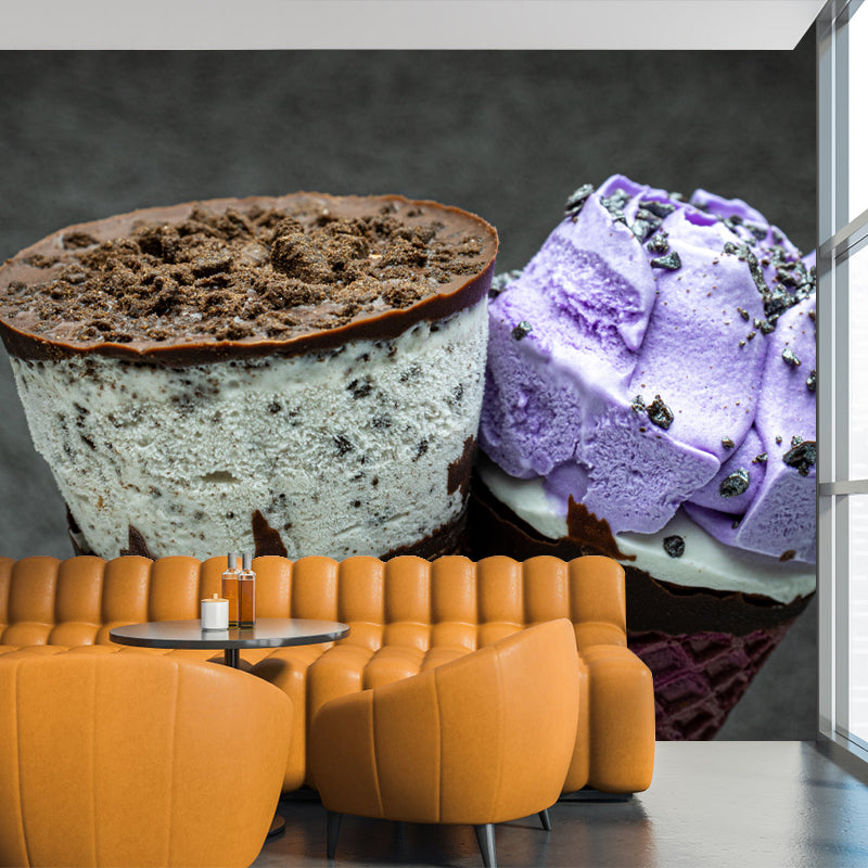 Ice Cream Mural Mildew Resistant Contemporary Wall Covering for Commercial Use