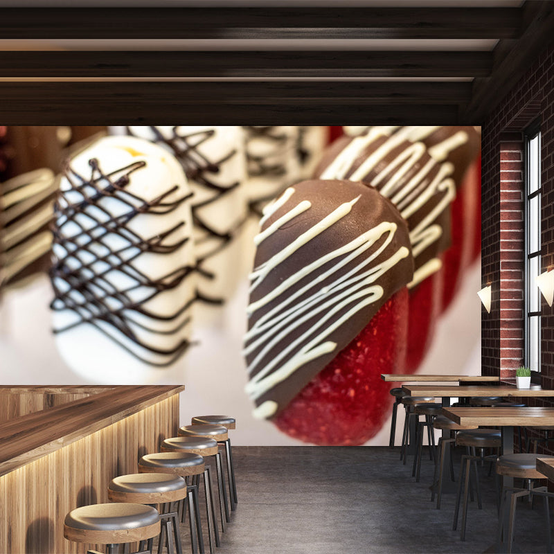 Ice Cream Mural Mildew Resistant Contemporary Wall Covering for Commercial Use