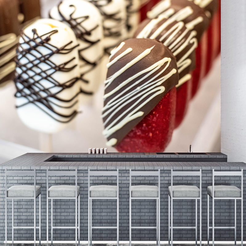 Ice Cream Mural Mildew Resistant Contemporary Wall Covering for Commercial Use