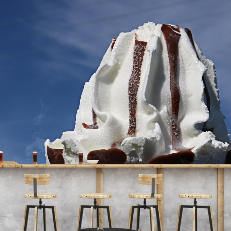 Dessert Shop Wall Mural Decor with Ice Cream Painting Eco-friendly Wallpaper