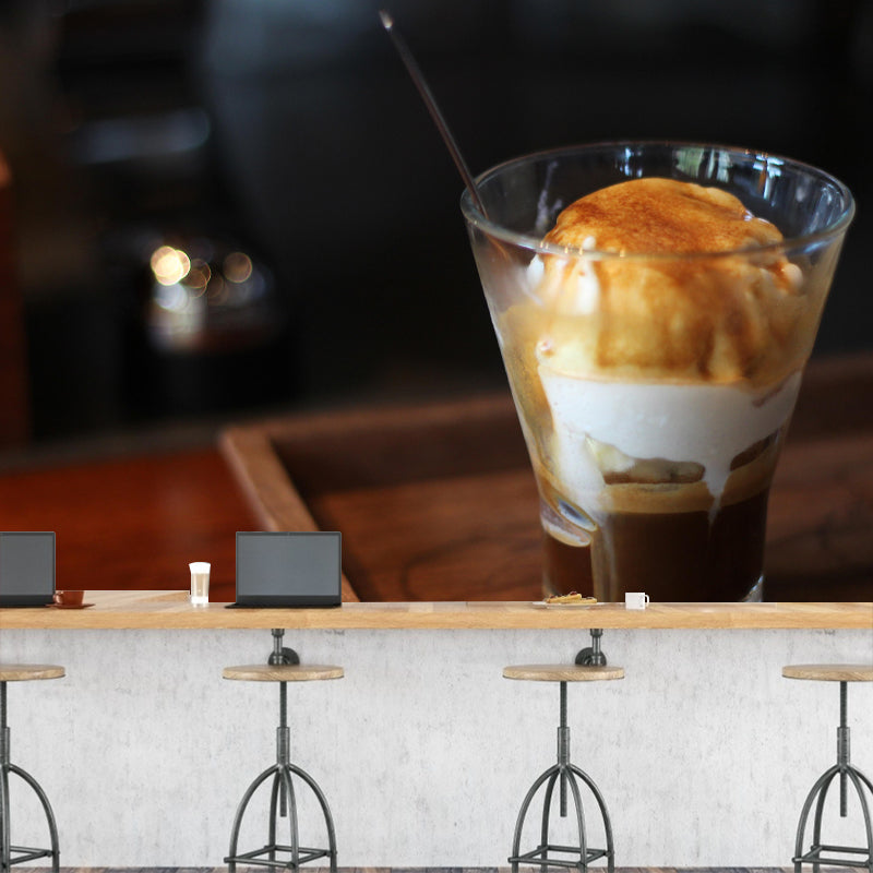 Dessert Shop Wall Mural Decor with Ice Cream Painting Eco-friendly Wallpaper