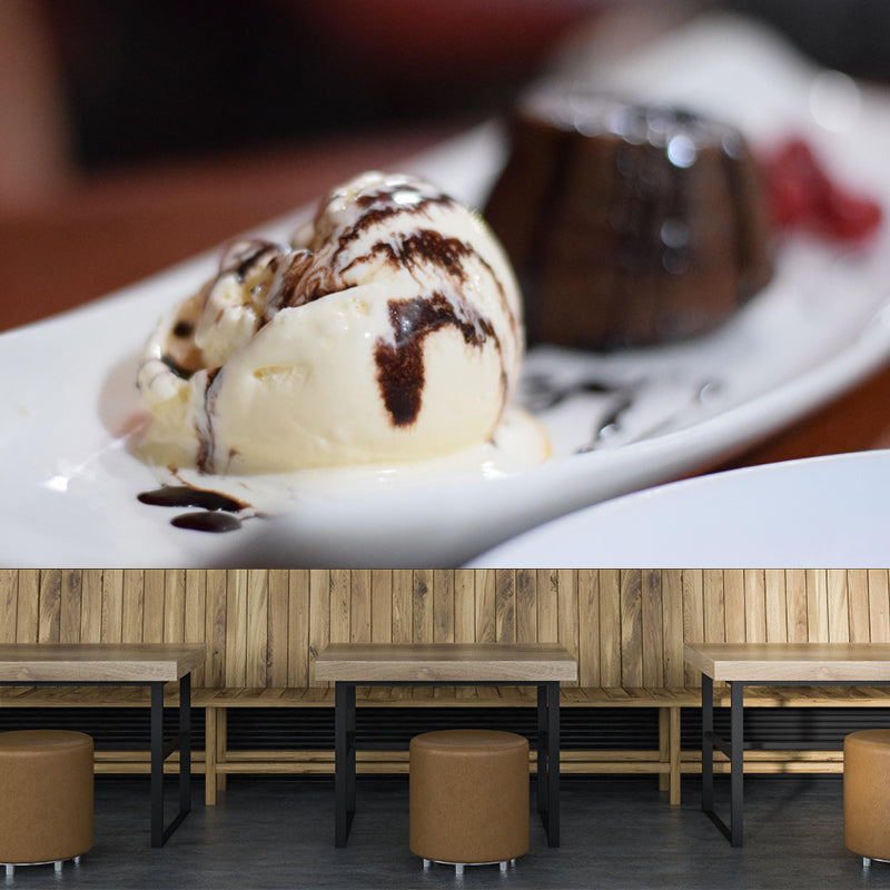 Modern Dessert Shop Wall Mural Decor with Ice Cream Painting Eco-friendly for Decoration