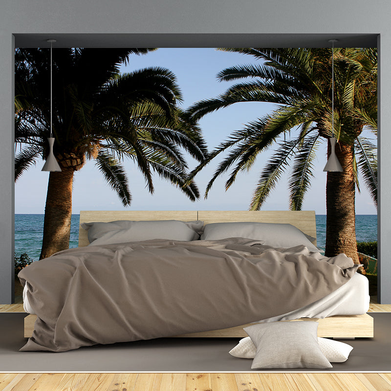 Photo of Tropical Beach Mural Stain Resistant Wall Art for Dining Room