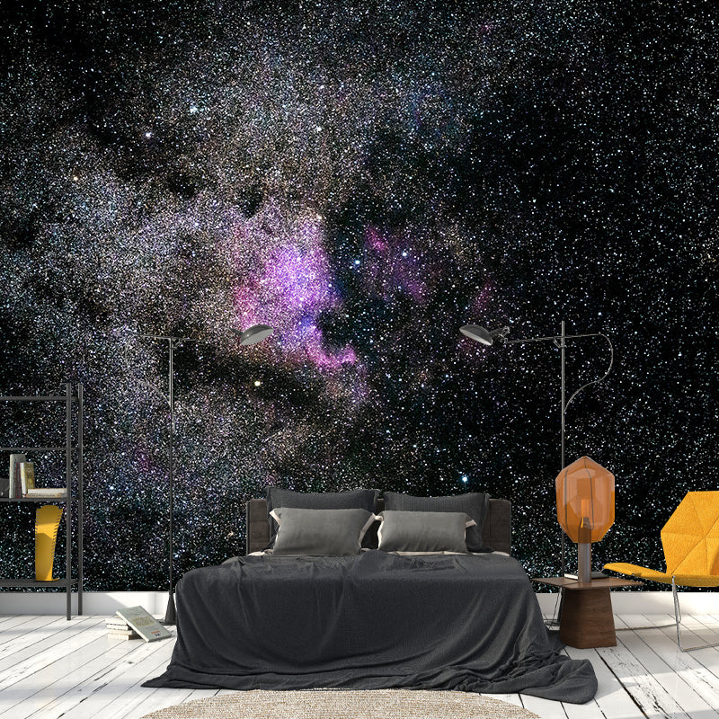Starry Night Scenery Mural Wallpaper for Sitting Room, Custom Size Available