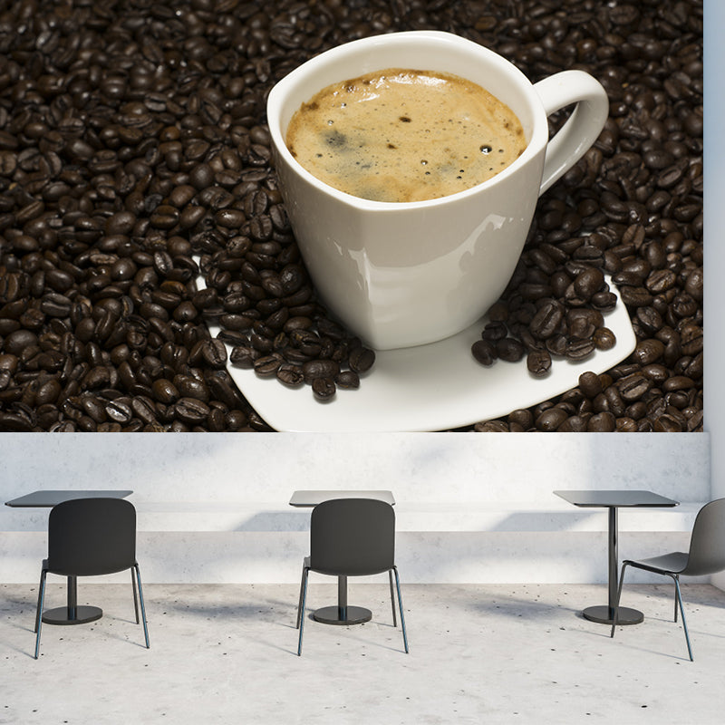 Minimalism Style Coffee Beans Wall Mural Moisture Resistant Wall Art for Coffee Shop