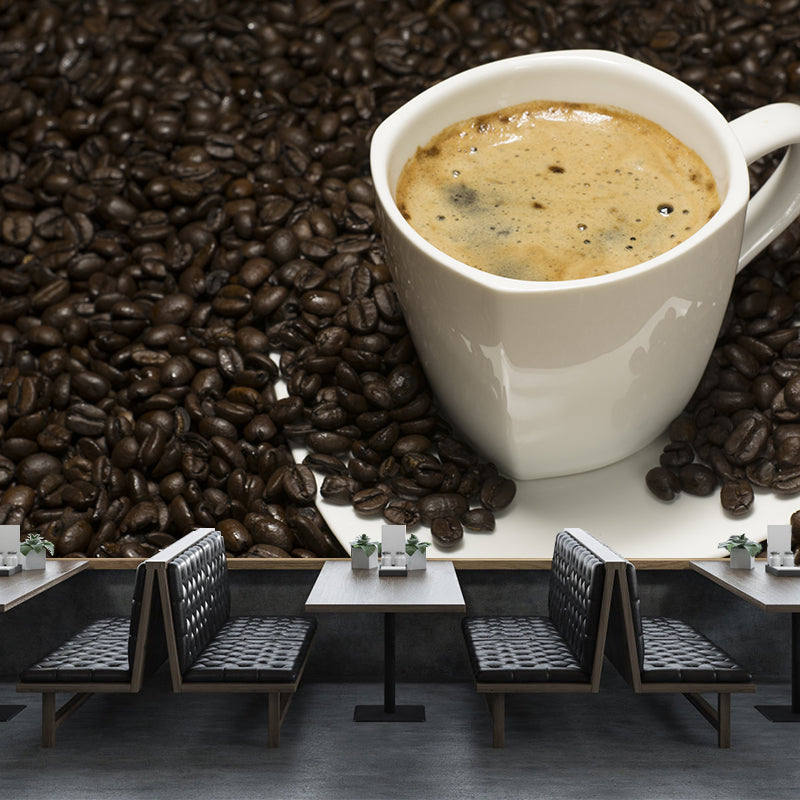 Minimalism Style Coffee Beans Wall Mural Moisture Resistant Wall Art for Coffee Shop