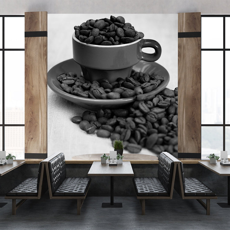Minimalism Style Coffee Beans Wall Mural Moisture Resistant Wall Art for Coffee Shop