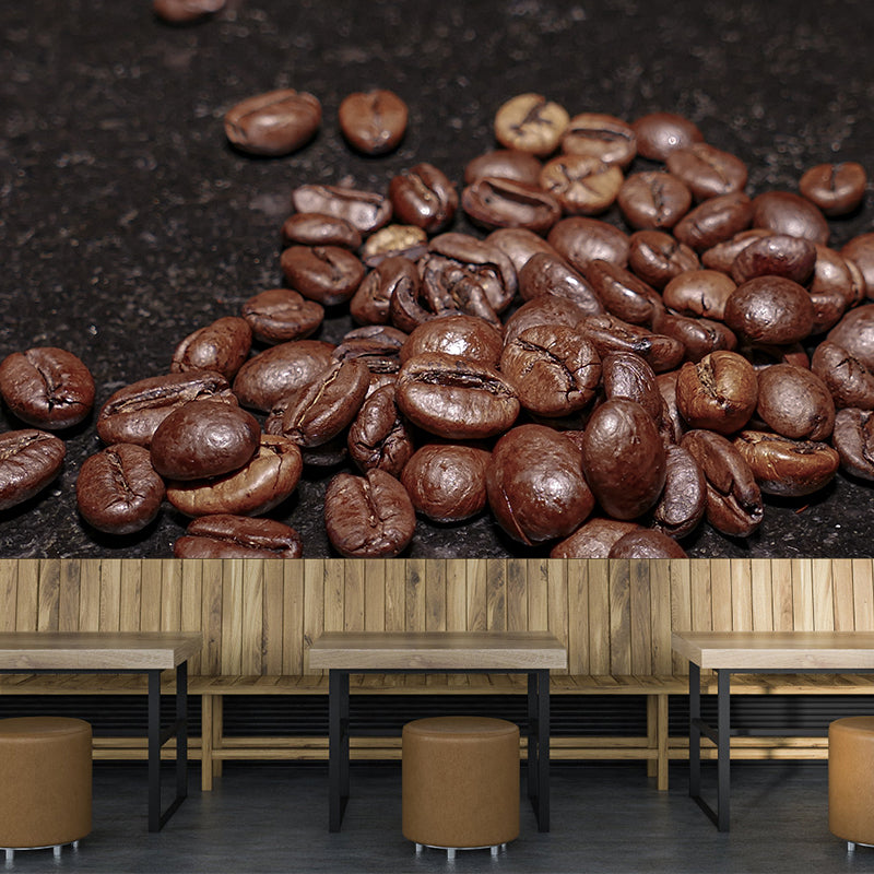 Coffee Beans Mural for Coffee Shop Stain Resistant Wall Covering, Custom Print