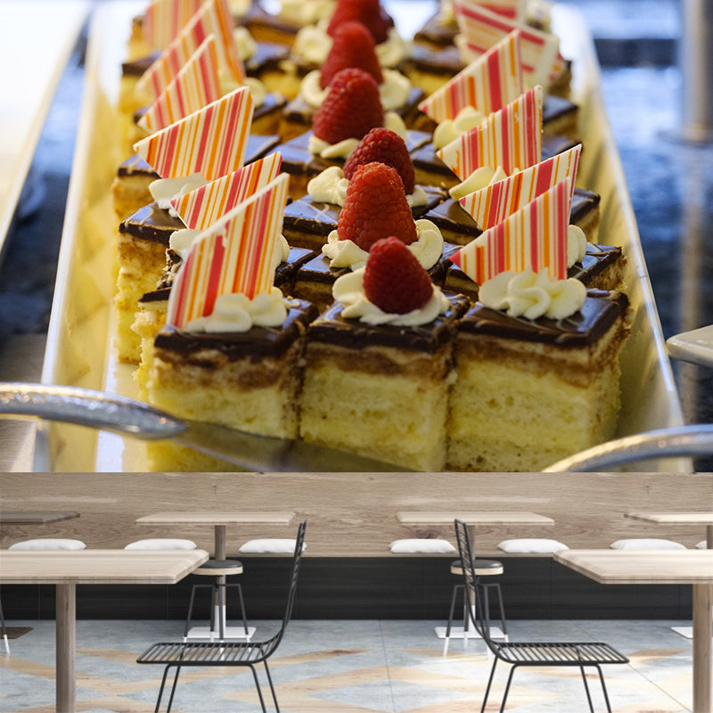 Simple Style Dessert Shop Decoration Dessert Mural Wallpaper, Custom Size Available