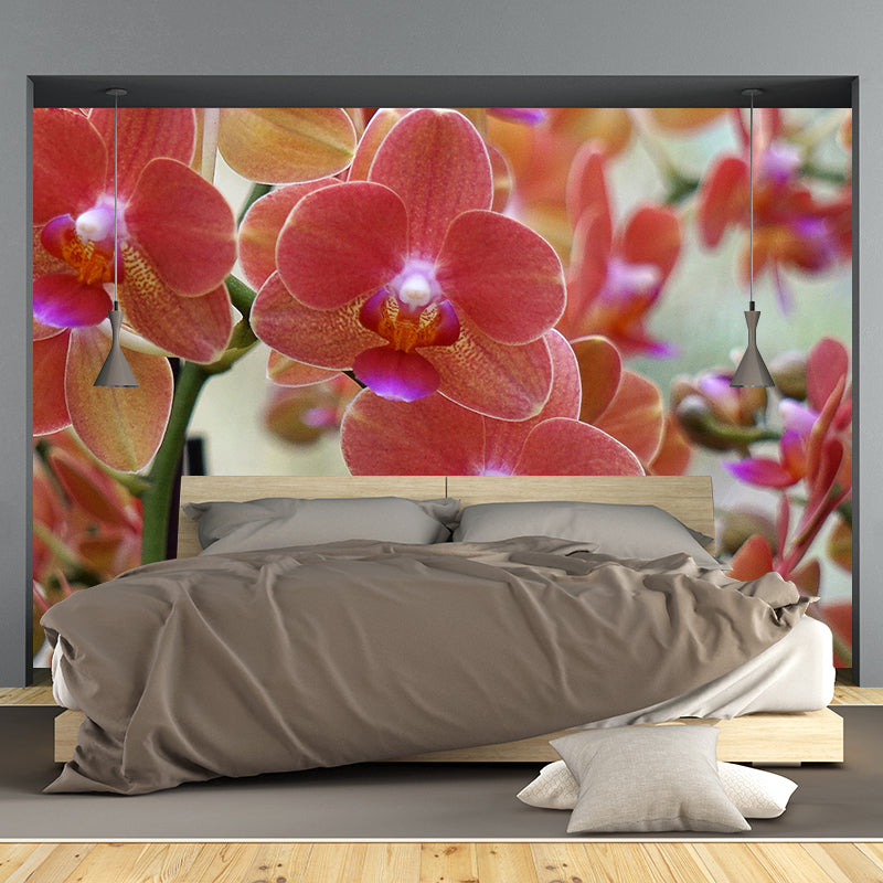 Modern Girl Room Decoration Orchid Mural Wallpaper, Custom Size Available