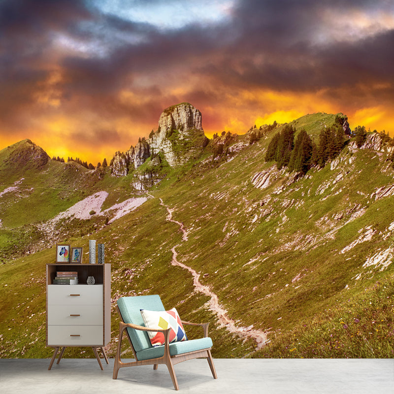 Modern Style Mountain Mural Environment Friendly Wall Covering for Sleeping Room