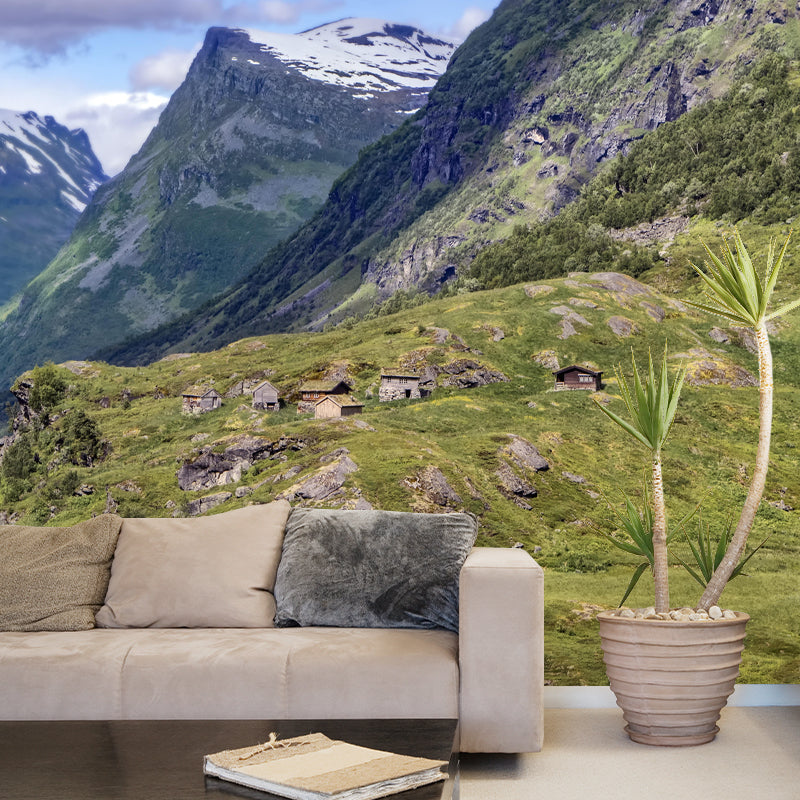 Customized Tall Mountain Mural Wallpaper Contemporary for Dining Room Decor