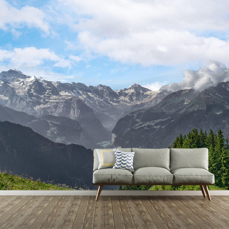 Tall Mountain Mural Wallpaper Contemporary for Bedroom Decor