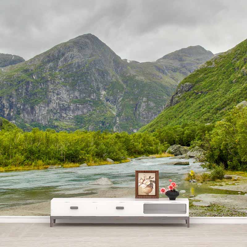 Customized Tall Mountain Mural Wallpaper Contemporary for Guest Room Decor