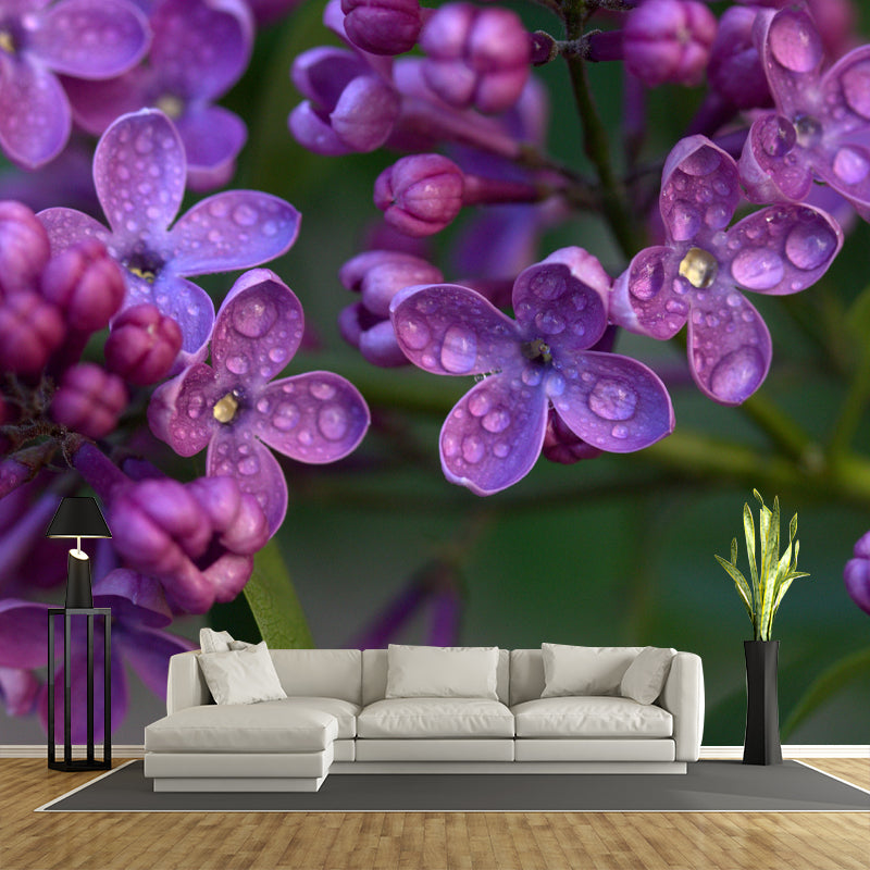 Customized Blooming Lilac Mural Wallpaper Contemporary for Guest Room Decor