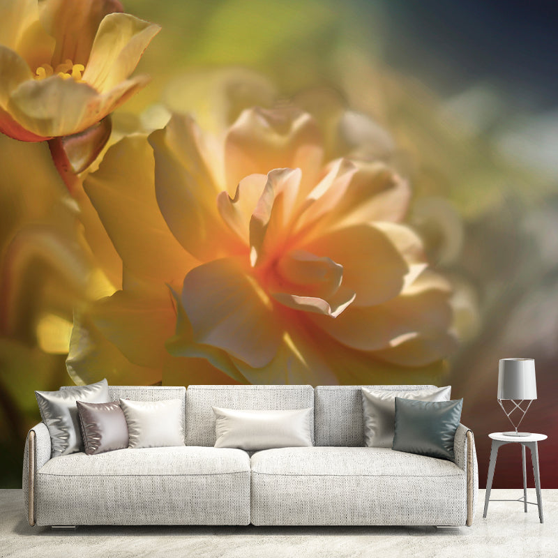 Customized Blooming Begonia Mural Wallpaper Contemporary for Guest Room Decor