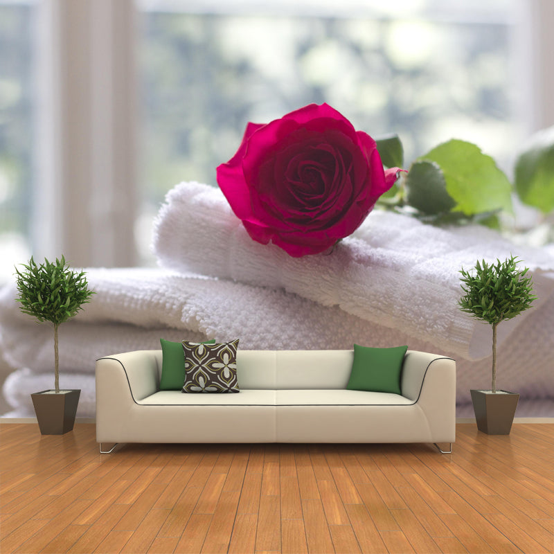 Customized Blooming Rose Mural Wallpaper Contemporary for Guest Room Decor