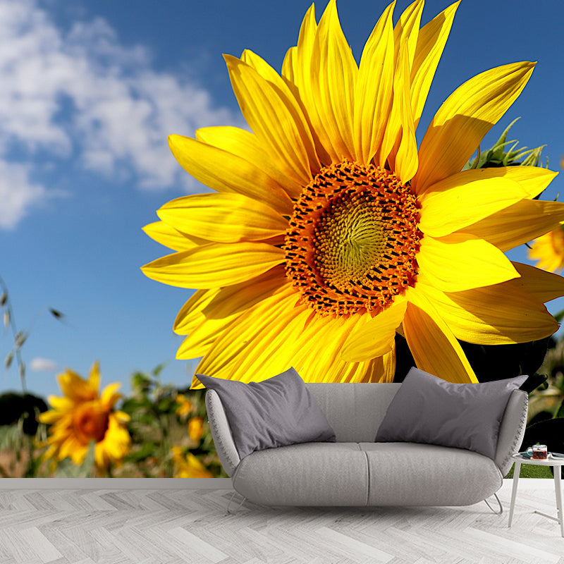 Customized Blooming Sunflower Mural Wallpaper Contemporary for Guest Room Decor