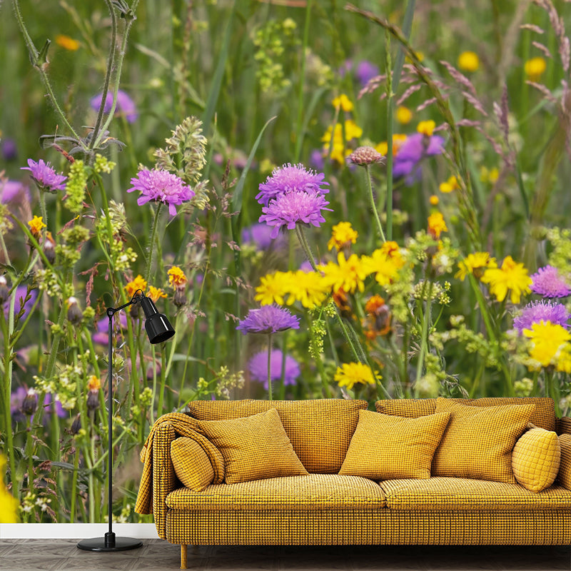 Customized Blooming Wildflowers Mural Wallpaper Contemporary for Guest Room Decor
