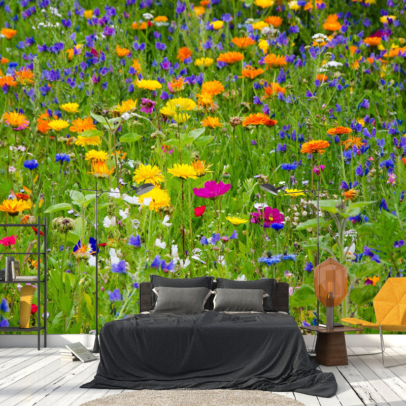Customized Blooming Wildflowers Mural Wallpaper Contemporary for Guest Room Decor