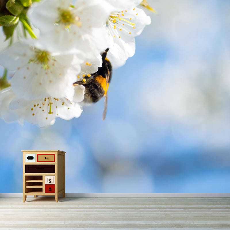 Customized Cherry Blossoms Mural Wallpaper Contemporary for Guest Room Decor