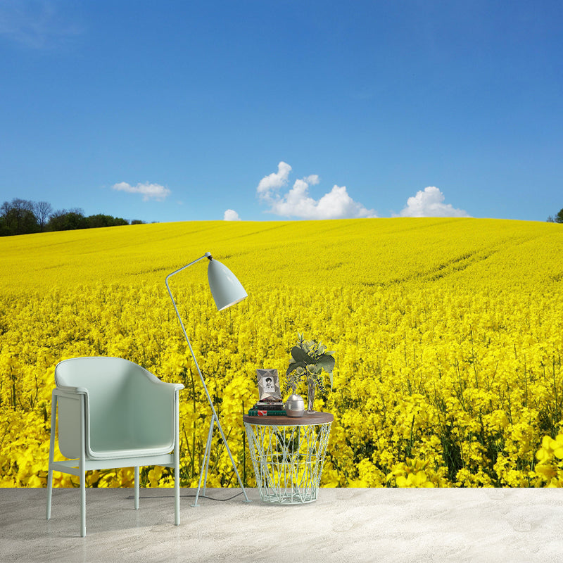 Customized Rape Blossoms Wall Mural Decal Moisture Resistant Wall Decor