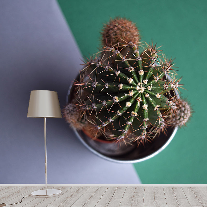 Cactus Plant Mural Wall Decor Mildew Resistant Wall Mural for Decoration