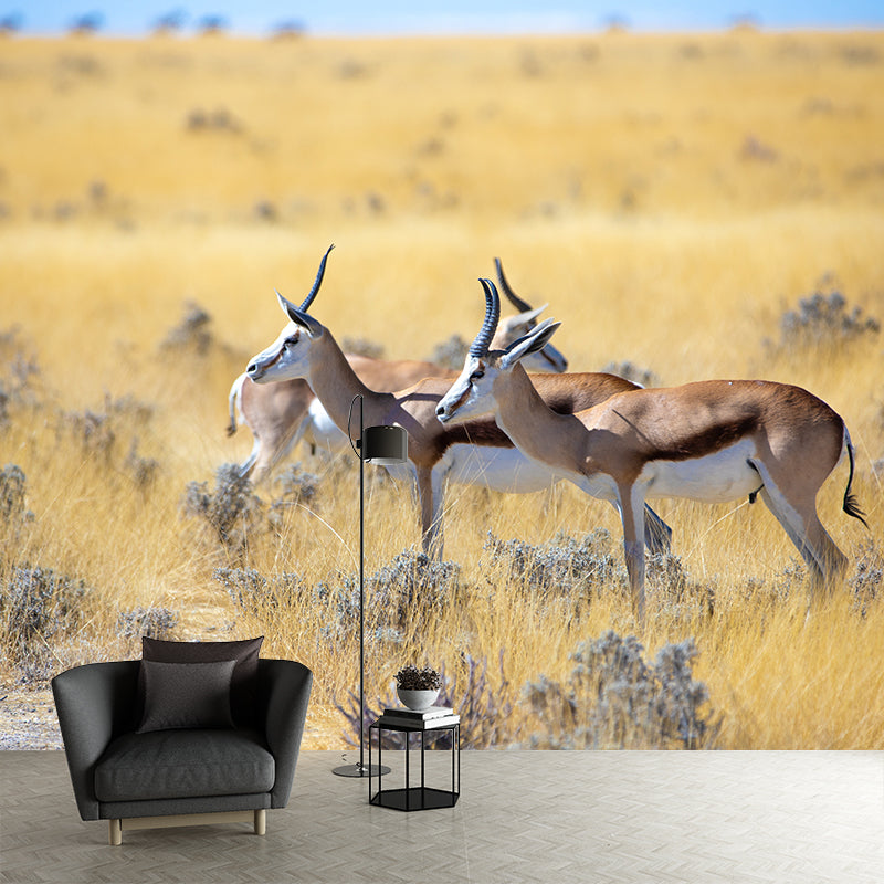 Antelope Mural Wallpaper Moisture Resistant Wall Covering for Home Decor