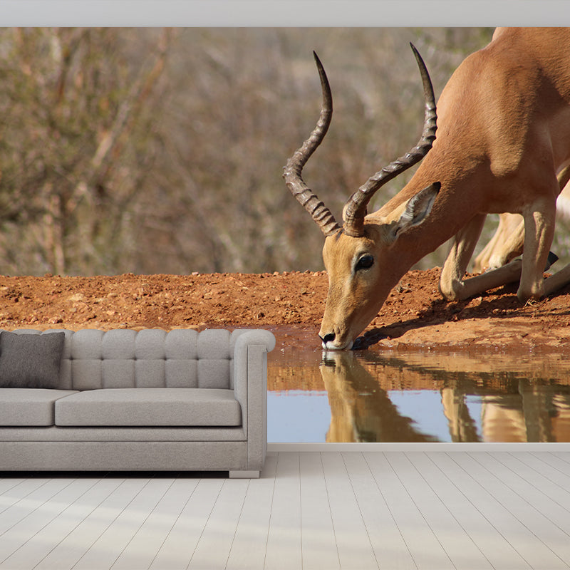 Antelope Mural Wallpaper Moisture Resistant Wall Covering for Home Decor