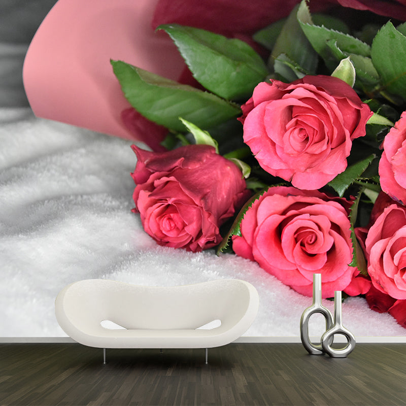 Blooming Roses Removable Mural Wallpaper Stain Resistant Decor for Bedroom