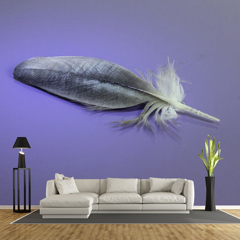 Minimalism Style Feather Mural Decal Water Resistant Wall Decor for Gust Room