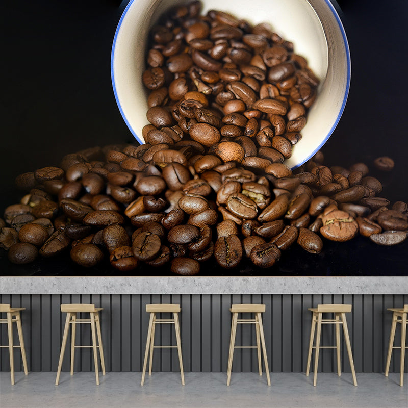 Soft Color Coffee Beans Mural Contemporary Wallpaper for Shop Interior Decoration