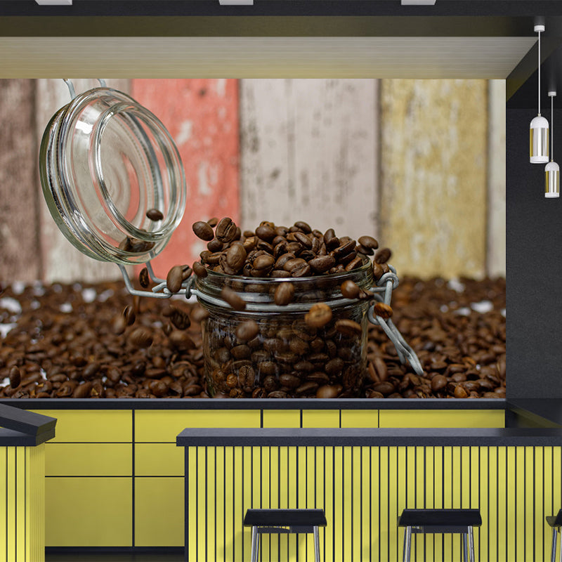 Customized Coffee Beans Mural Contemporary Eco-friendly Wallpaper for Shop Interior Decoration