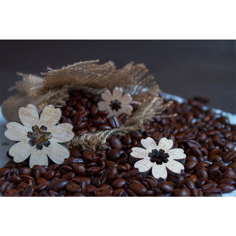 Contemporary Coffee Beans Mural Wallpaper for Shop Interior Decoration