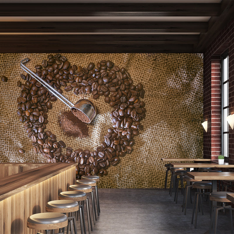 Customized Coffee Beans Mural Eco-friendly Wallpaper for Shop Interior Decoration