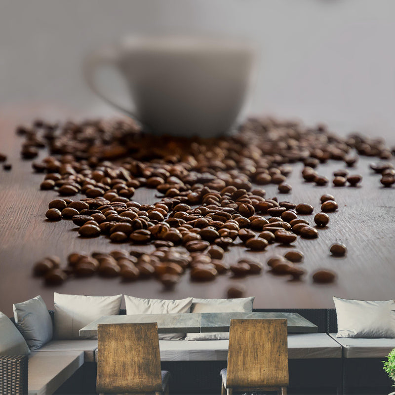 Customized Coffee Beans Mural Eco-friendly Wallpaper for Shop Interior Decoration