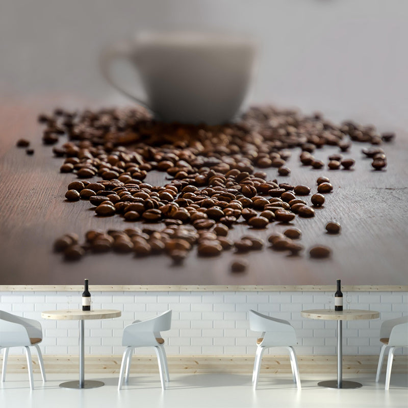 Customized Coffee Beans Mural Eco-friendly Wallpaper for Shop Interior Decoration