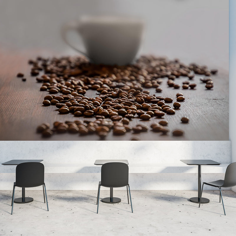 Customized Coffee Beans Mural Eco-friendly Wallpaper for Shop Interior Decoration