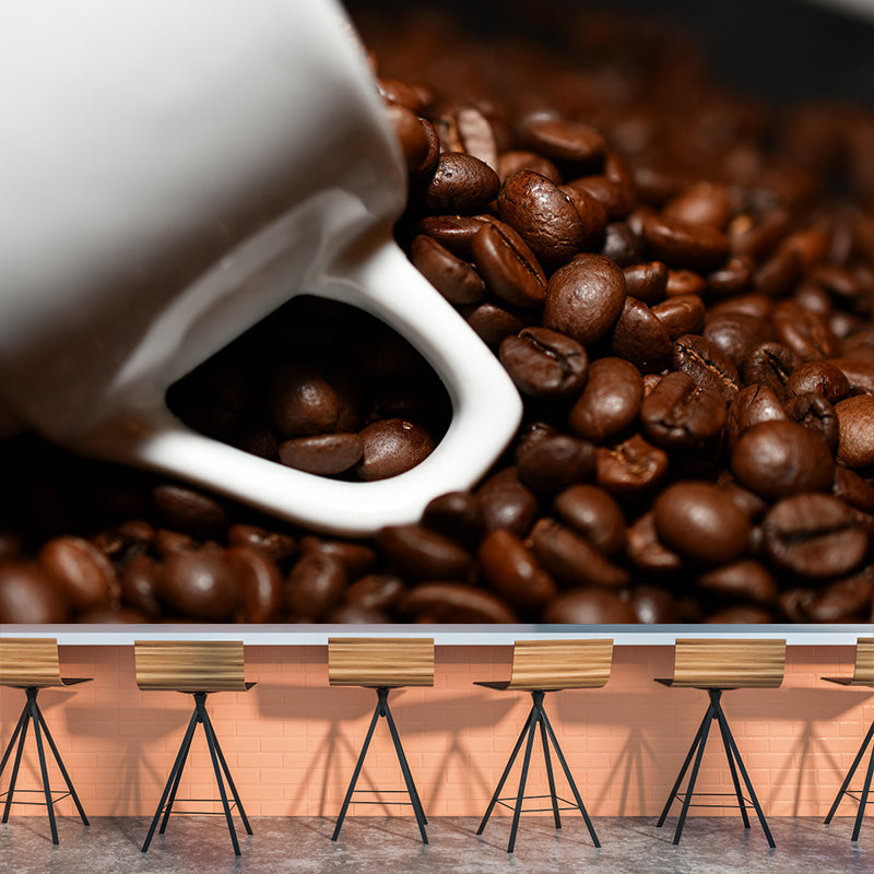 Modern Coffee Beans Mural Wallpaper Environment Friendly for Coffee Shop