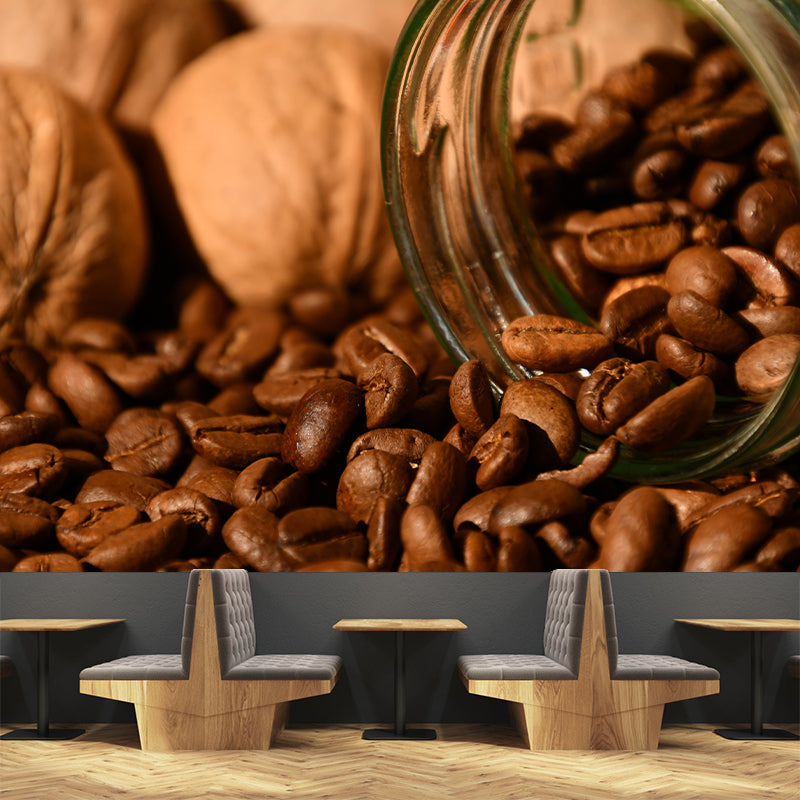 Customized Coffee Beans Mural Contemporary Wallpaper for Shop Decoration