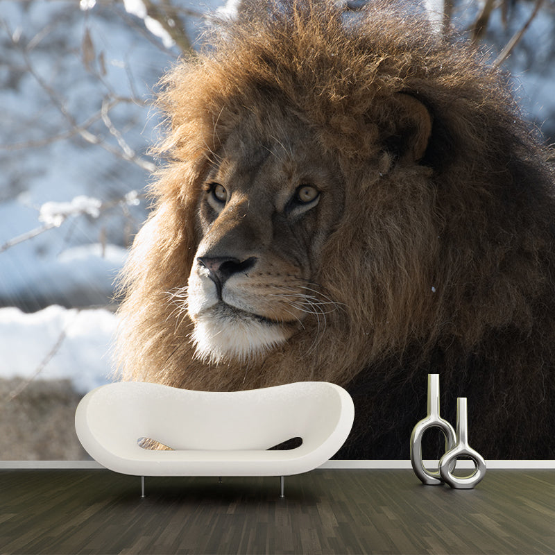 Wild Animal Lion Mural Wallpaper for Living Room, Multiple Sizes Available