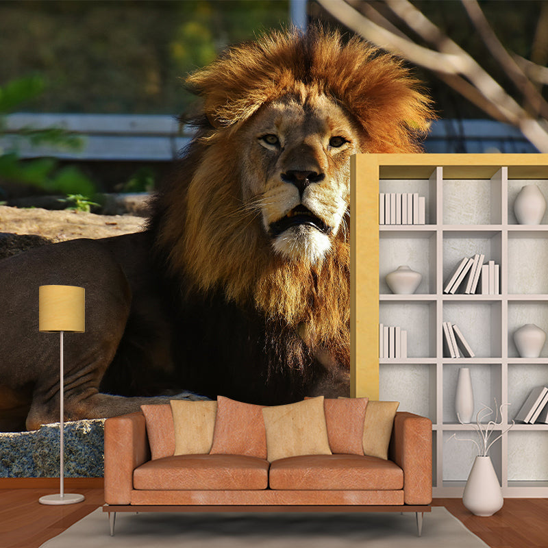 Wild Animal Lion Mural Wallpaper for Living Room, Multiple Sizes Available