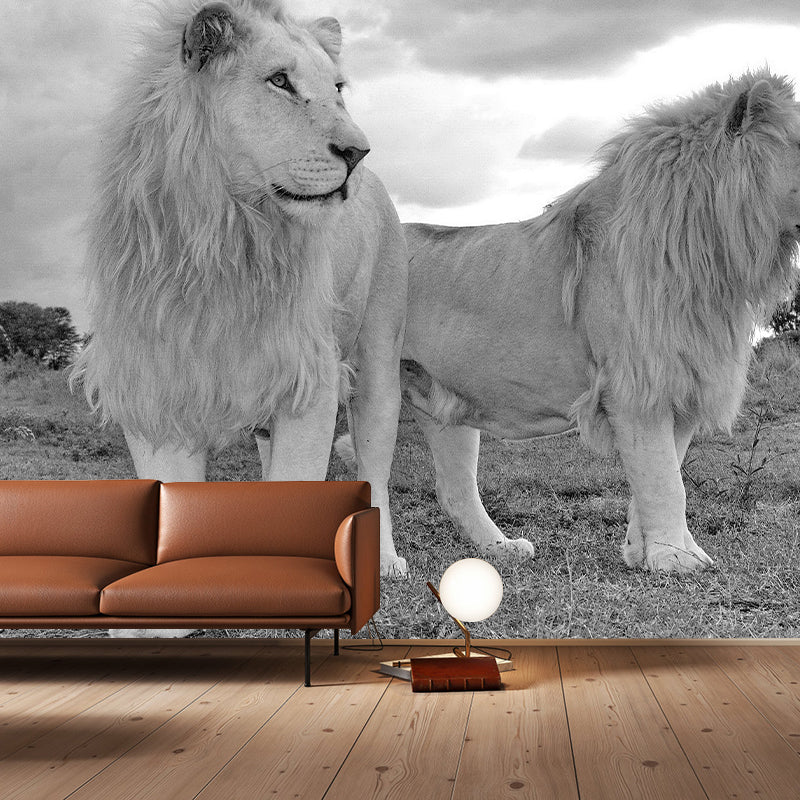 Ferocious Animal Lion Mural Decal Customized Contemporary Wall Covering
