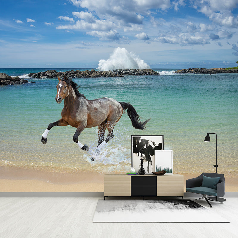 Tropical Beach Photo Mural Wallpaper for Dining Room, Moisture Resistant