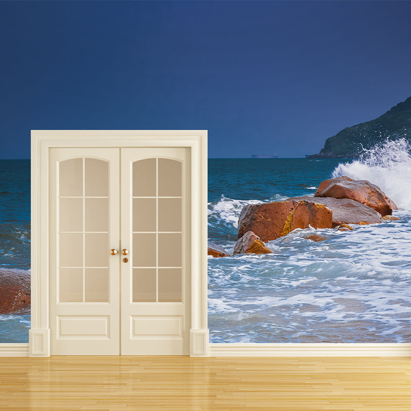 Tropical Beach Photo Mural Wallpaper for Dining Room, Moisture Resistant