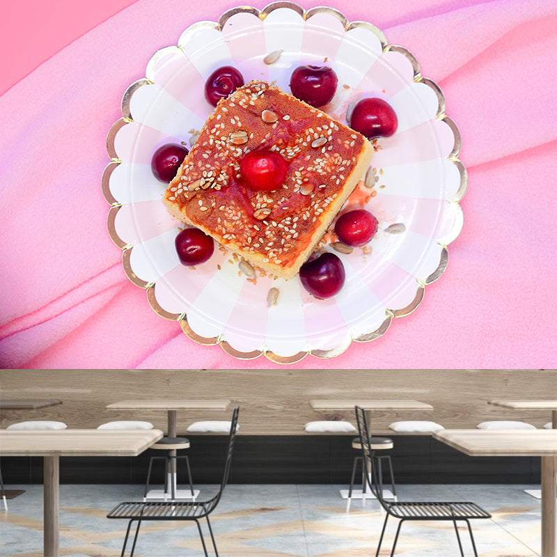 Cake Desserts Mural Wallpaper Moisture Resistant Modern Cake Shop Wall Covering