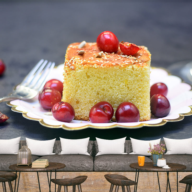 Cake Desserts Mural Wallpaper Moisture Resistant Modern Cake Shop Wall Covering