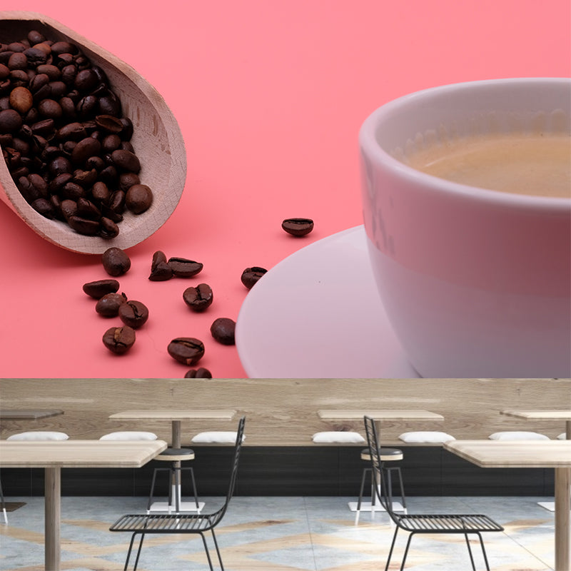 Cafe Interior Decoration Mural Wallpaper Coffee Beans Wall Covering, Waterproofing