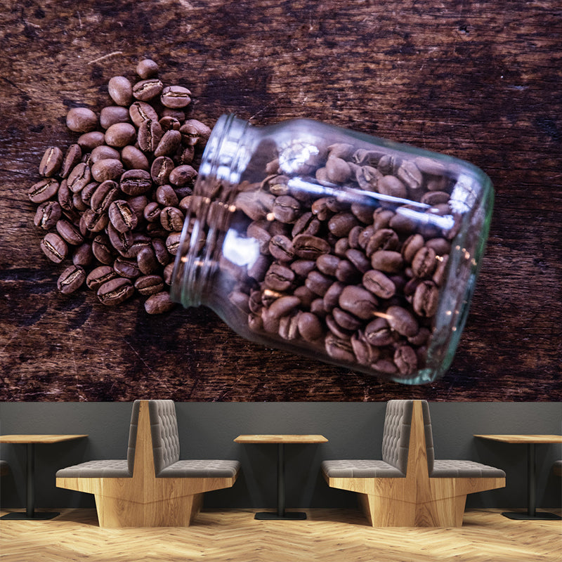 Cafe Interior Decoration Mural Wallpaper Coffee Beans Wall Covering, Waterproofing