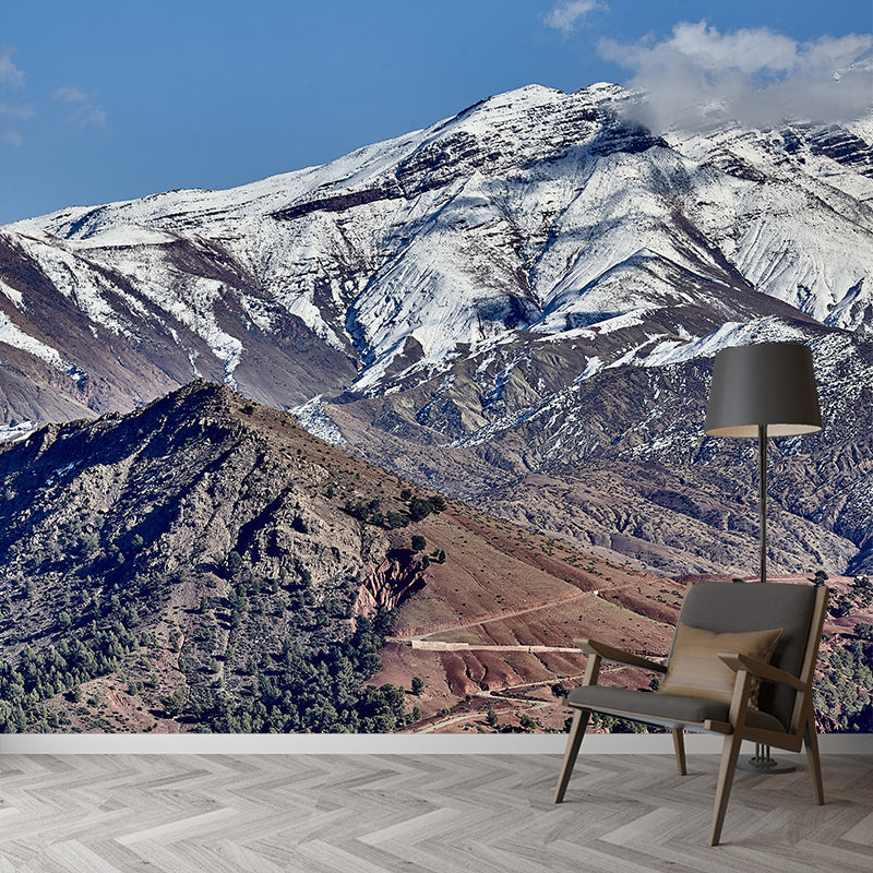 Winter Snow Mountain Scenery Wall Covering for Living Room, Water Resistant